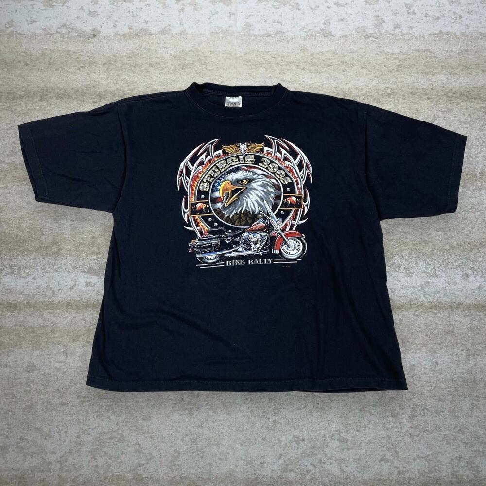 Vintage Y2K Sturgis Bike Rally Shirt Mens 2XL Black Cotton Short Sleeve 2005